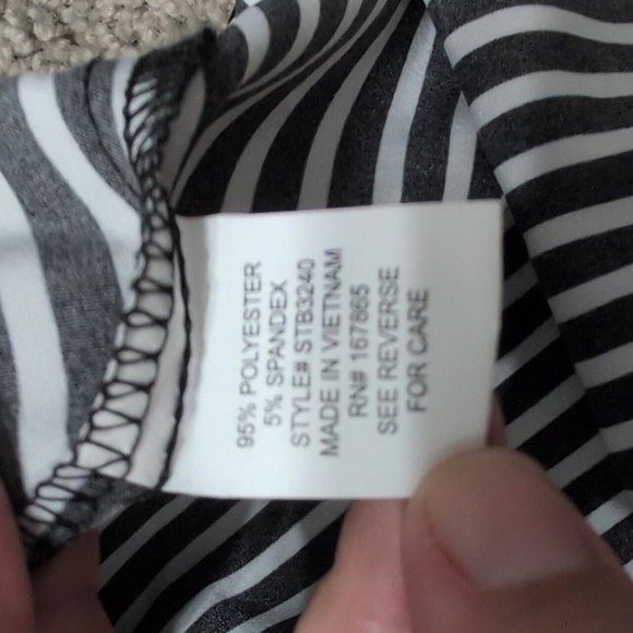 NWT Notations Black And White Striped Long Sleeve Button Down Blouse Size Large - Picture 12 of 12
